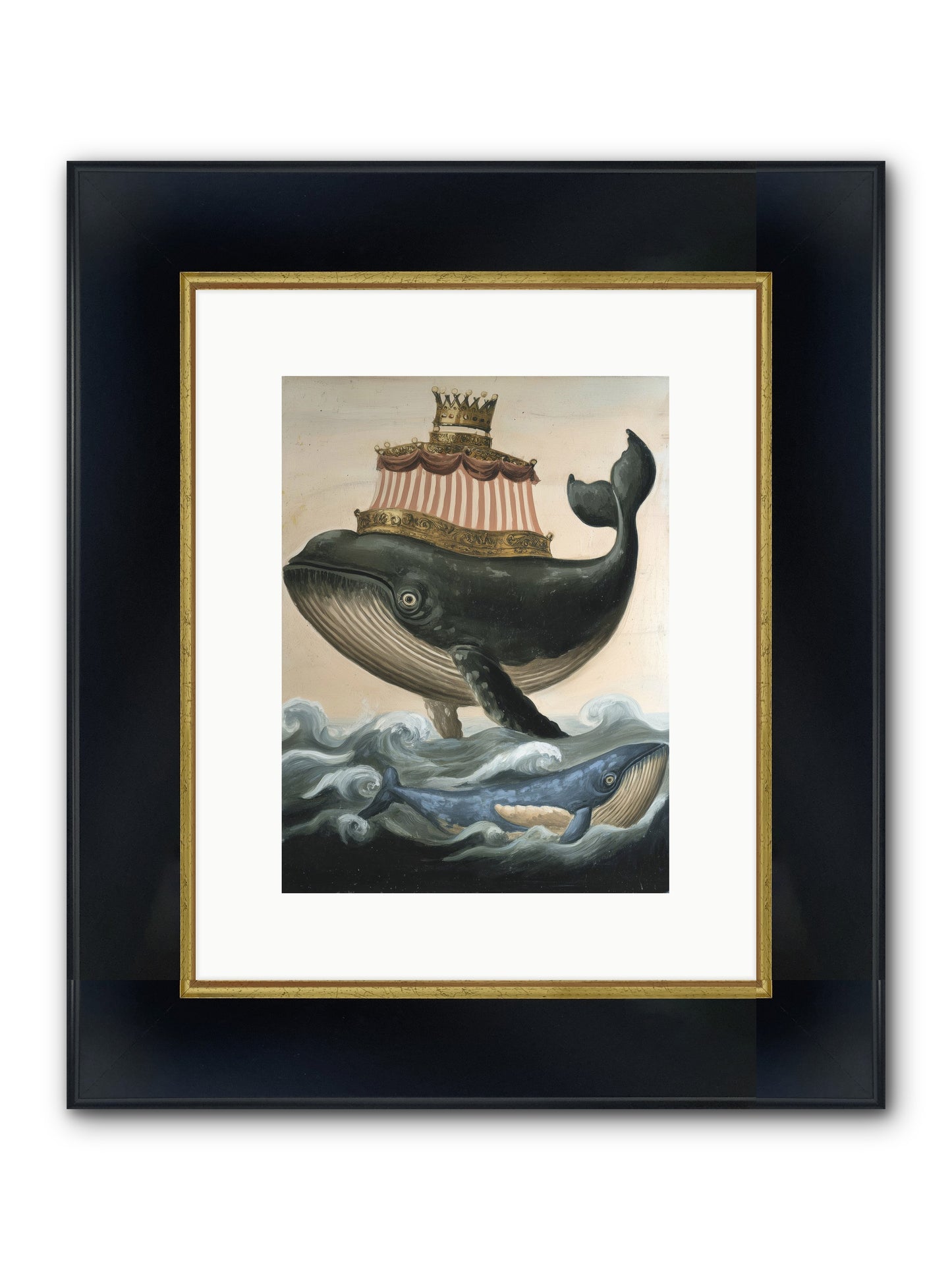 Whale King Framed Print - Wide Black w/Gold 9x12