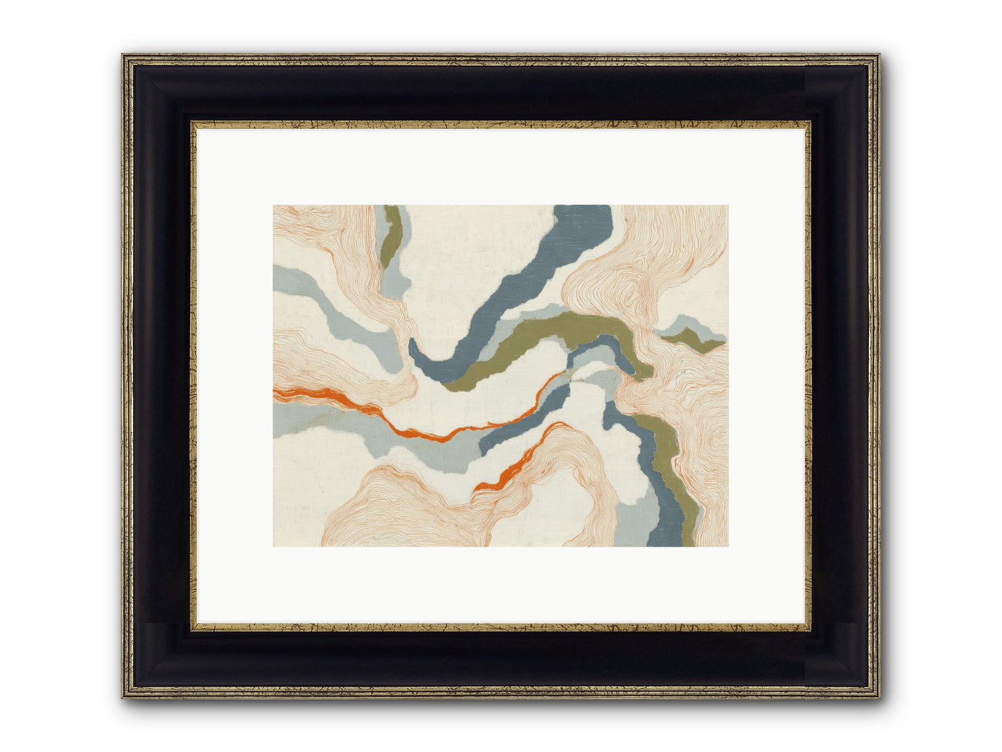 Whalebone Drift Framed Print - Black & Gold 12x9