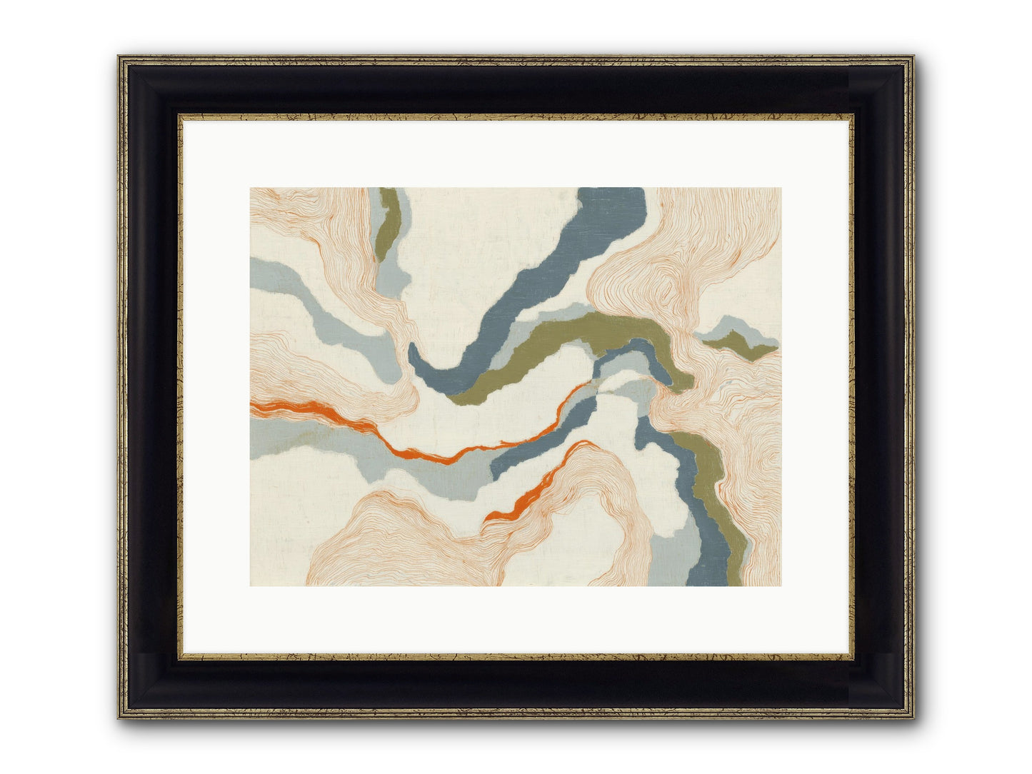 Whalebone Drift Framed Print - Black & Gold 16x12