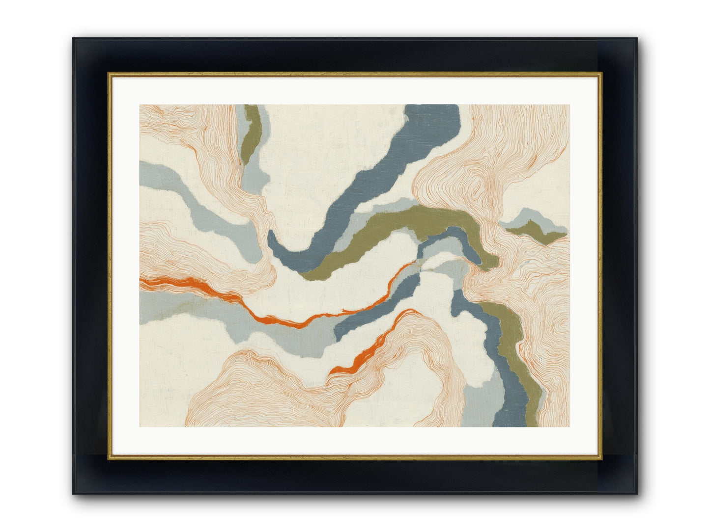 Whalebone Drift Framed Print - Wide Black w/Gold 32x24