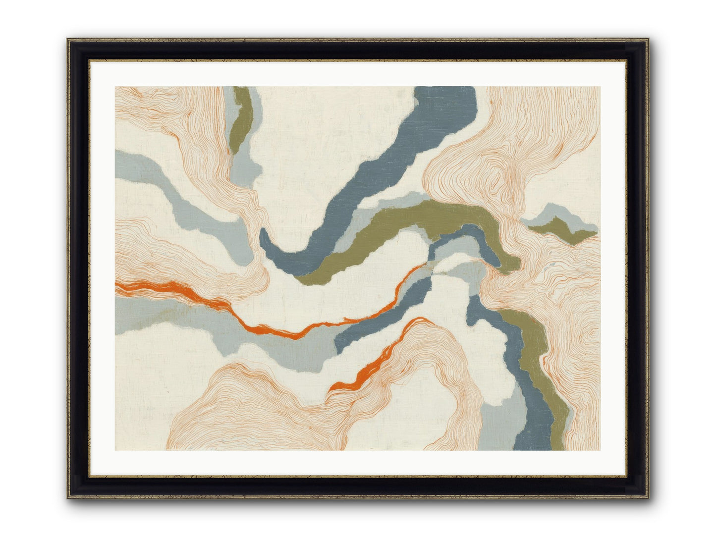 Whalebone Drift Framed Print - Black & Gold 40x30