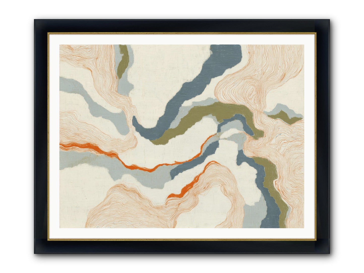 Whalebone Drift Framed Print - Wide Black w/Gold 48x36