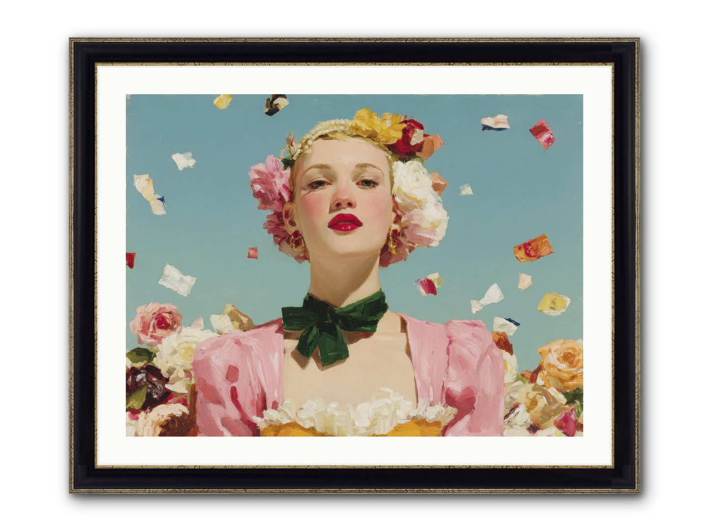 When Confidence Bloomed Framed Print - Black & Gold 32x24