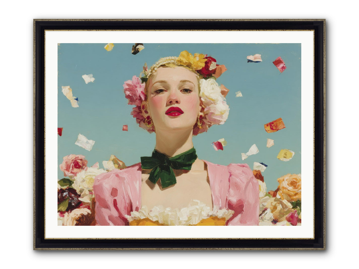 When Confidence Bloomed Framed Print - Black & Gold 40x30