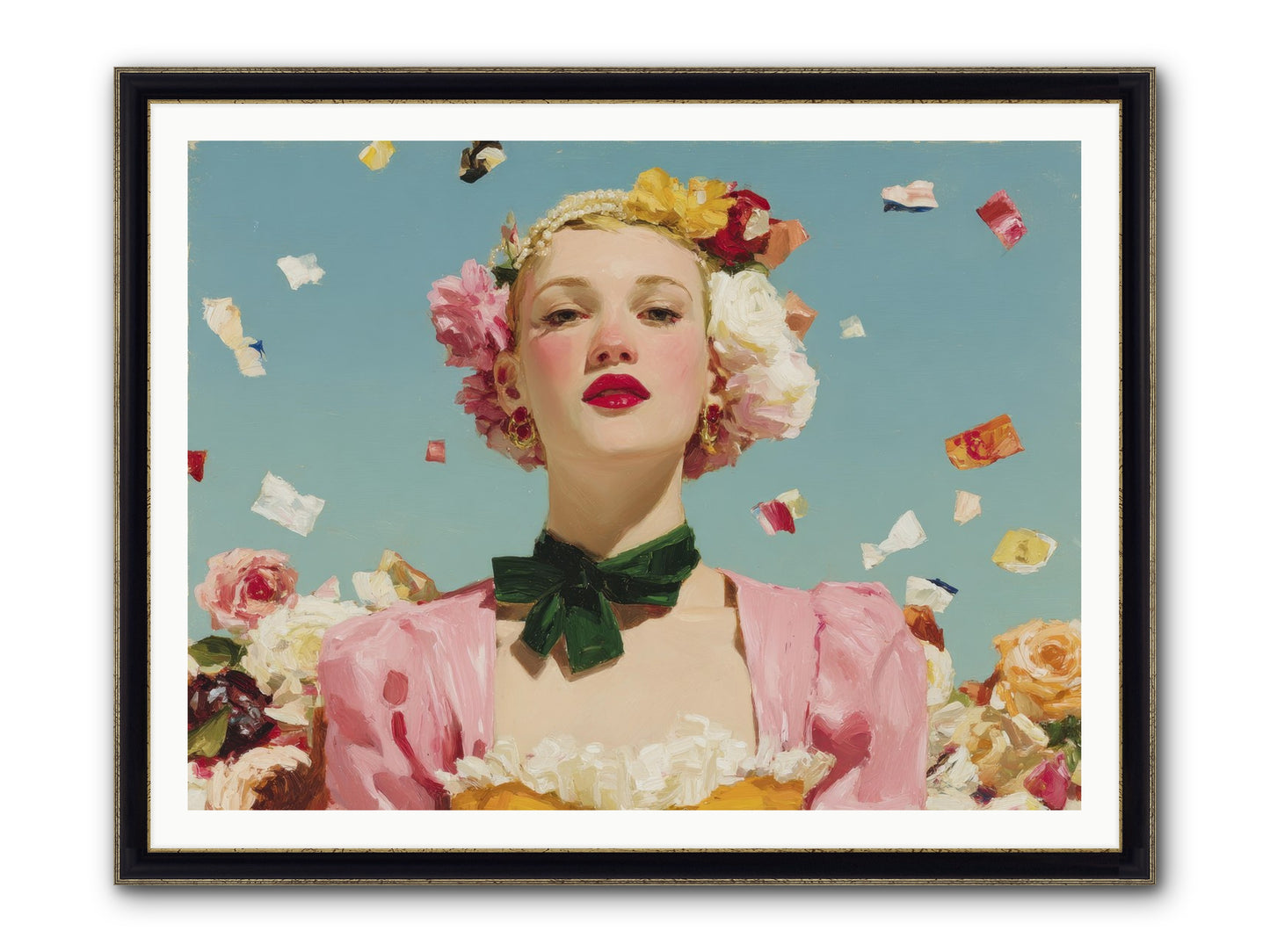When Confidence Bloomed Framed Print - Black & Gold 48x36