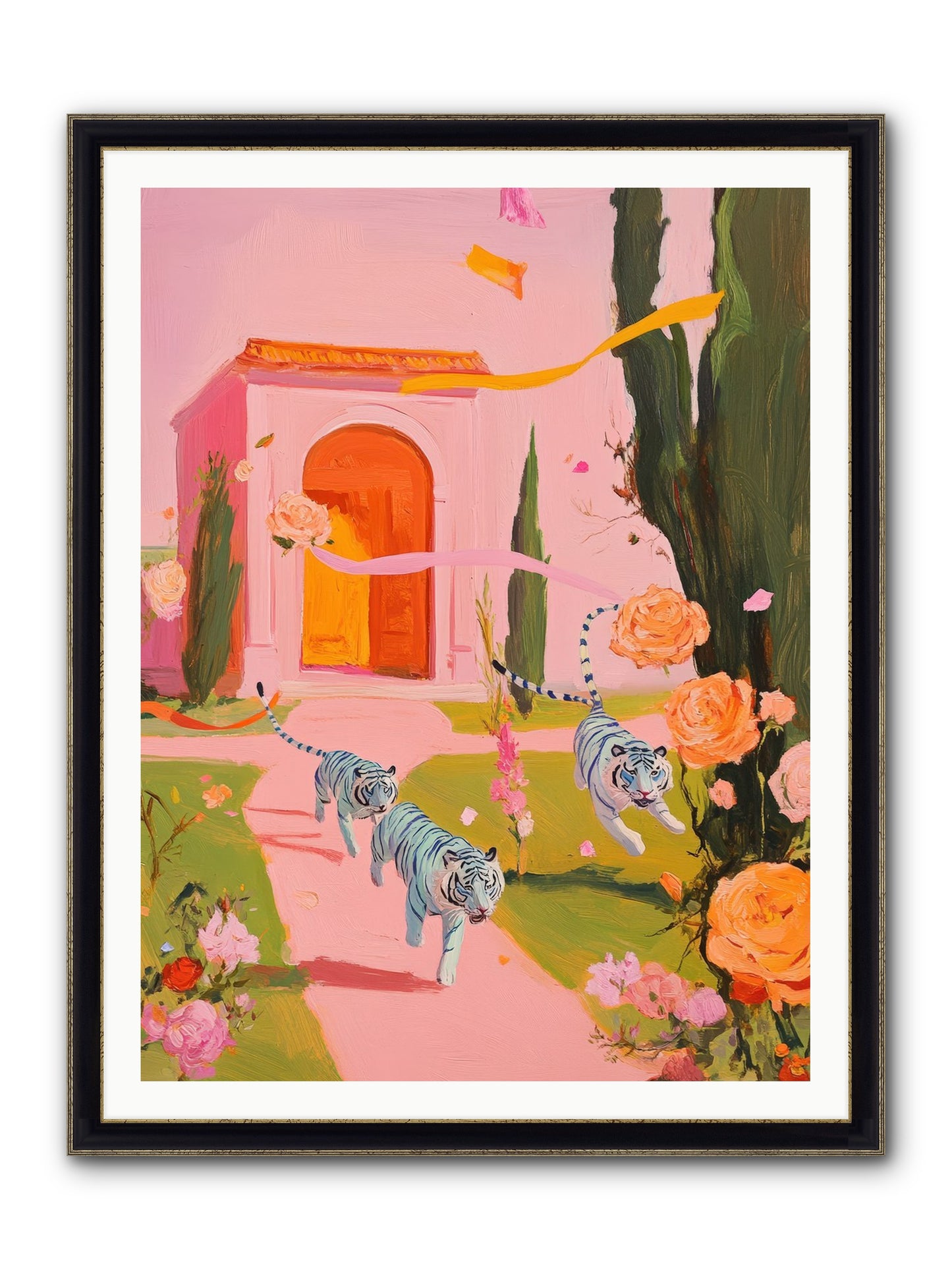 When Days Wore Rose Framed Print - Black & Gold 36x48