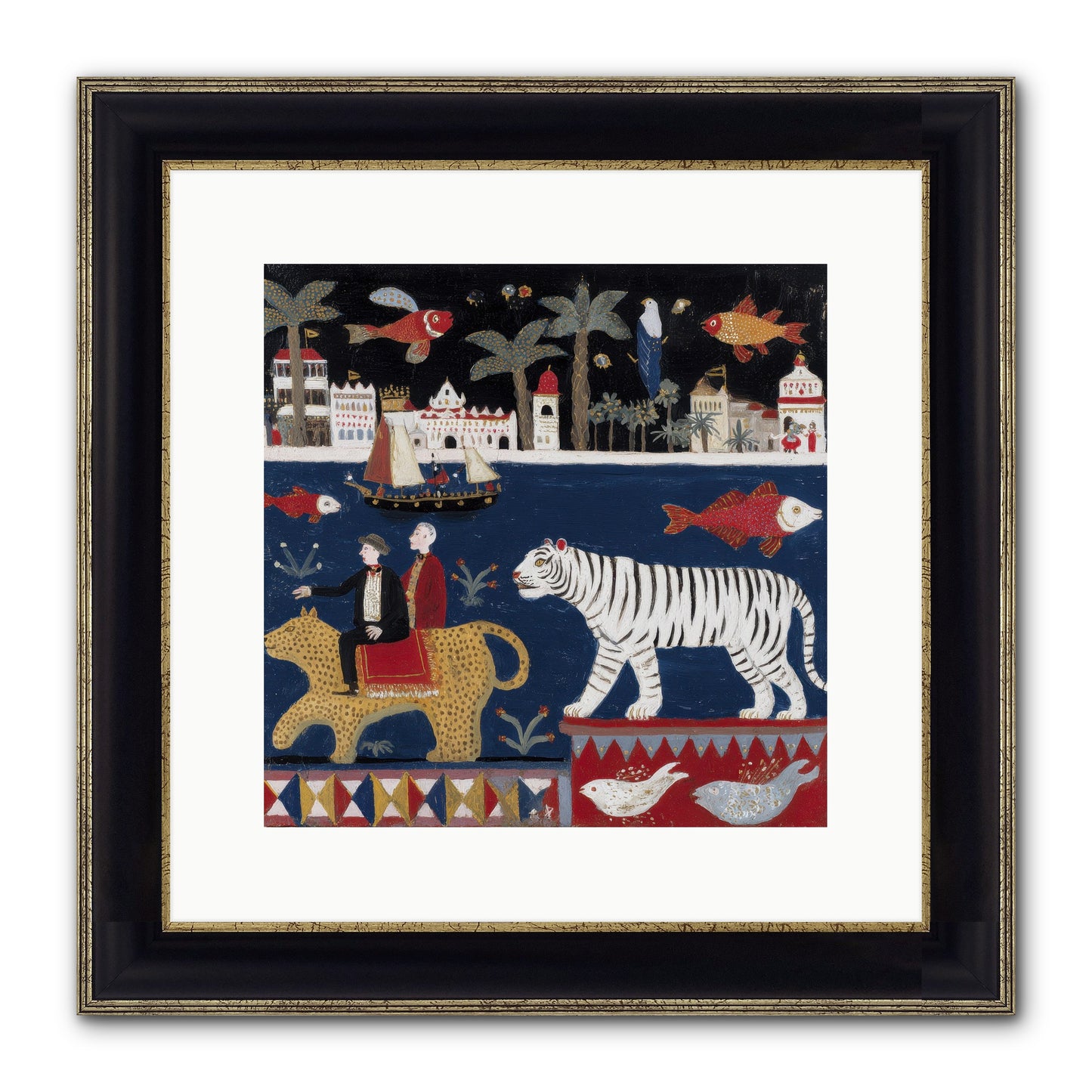 When Dreams Wore Stripes Framed Print - Black & Gold 12x12