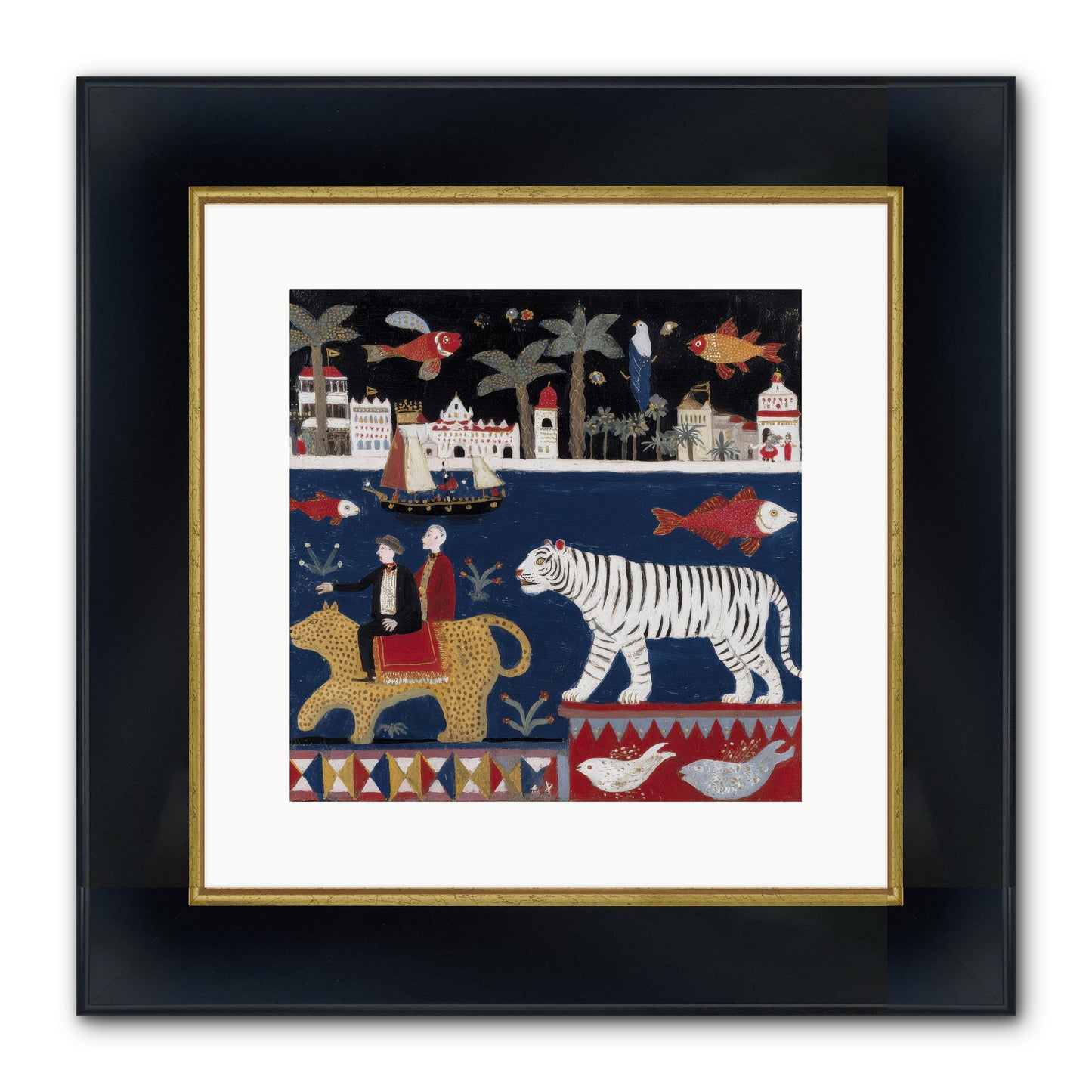 When Dreams Wore Stripes Framed Print - Wide Black w/Gold 12x12