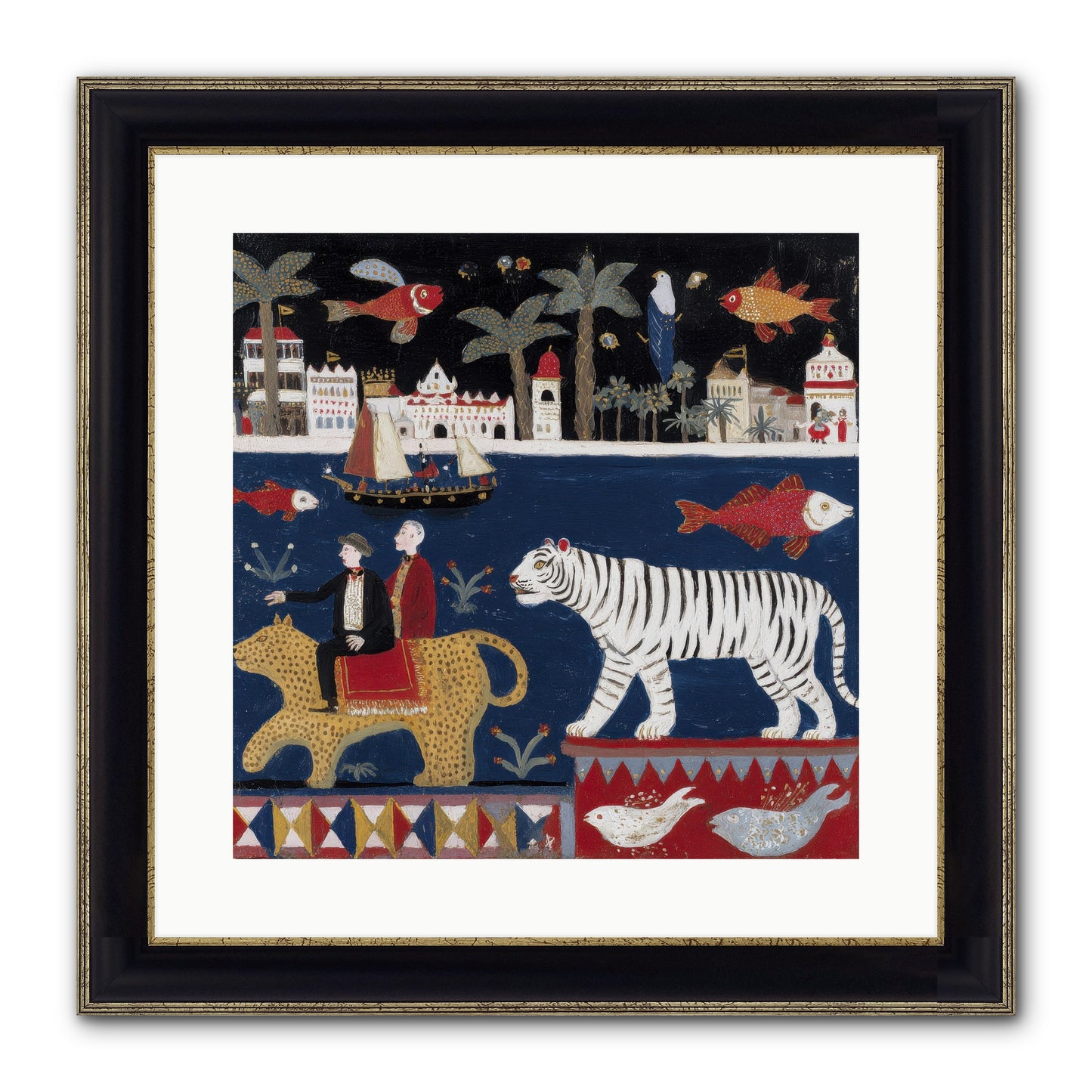 When Dreams Wore Stripes Framed Print - Black & Gold 16x16