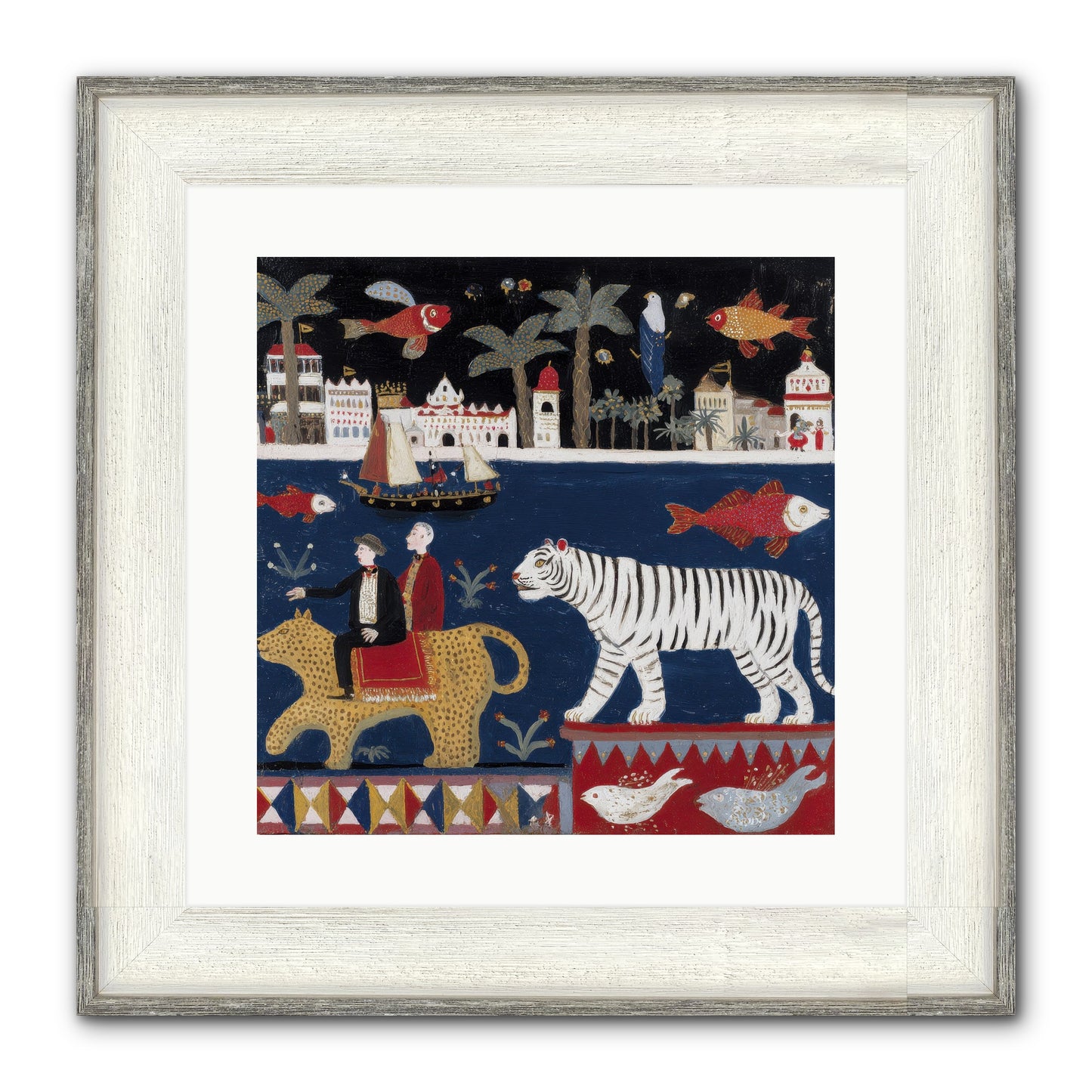 When Dreams Wore Stripes Framed Print - Driftwood White 16x16