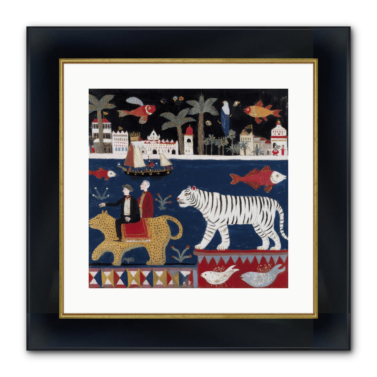 When Dreams Wore Stripes Framed Print - Wide Black w/Gold 16x16
