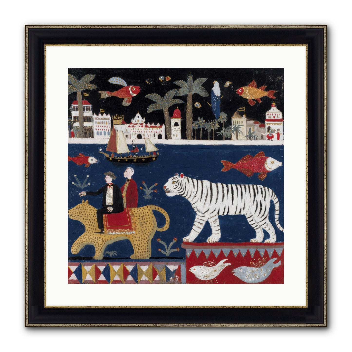 When Dreams Wore Stripes Framed Print - Black & Gold 20x20
