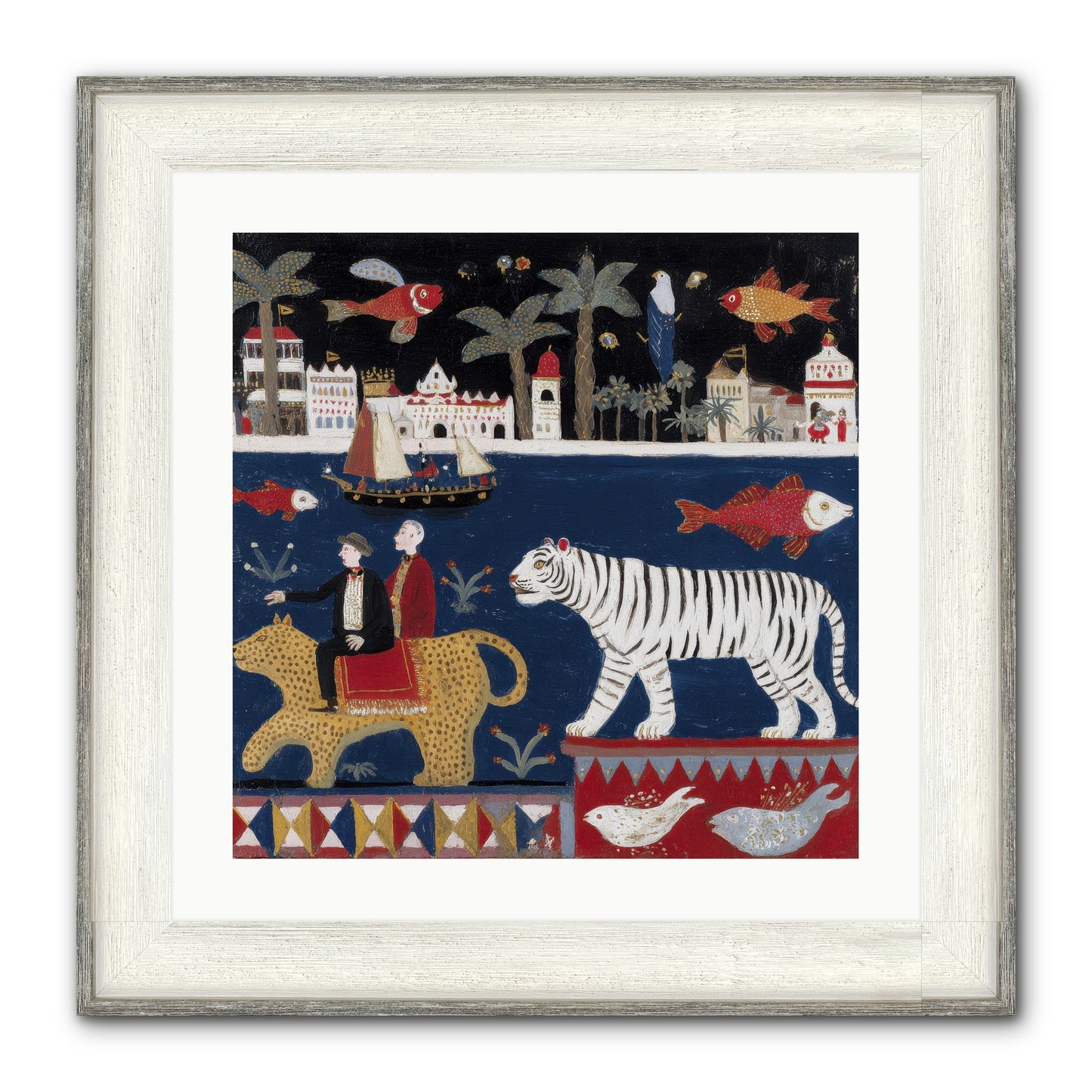 When Dreams Wore Stripes Framed Print - Driftwood White 20x20
