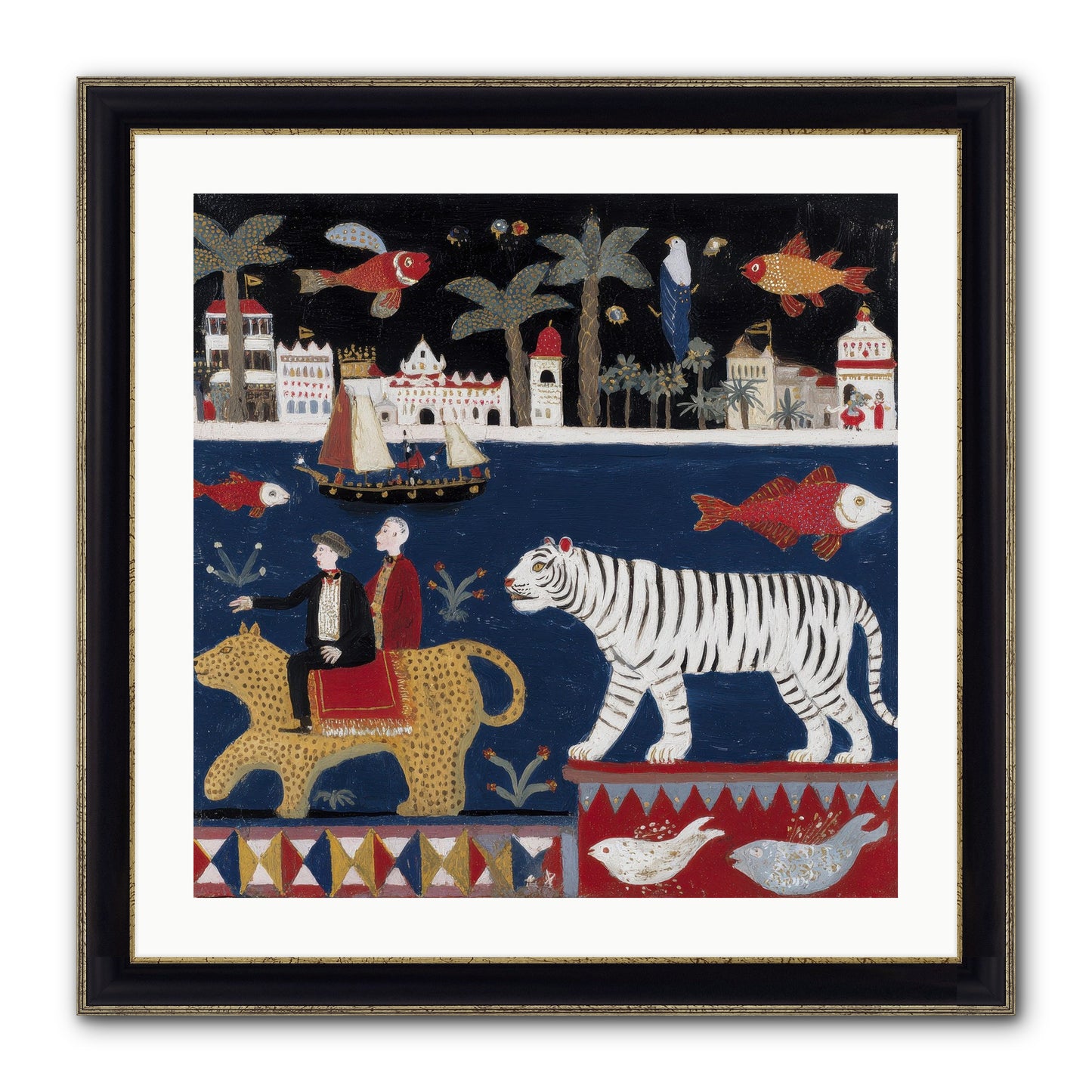 When Dreams Wore Stripes Framed Print - Black & Gold 24x24
