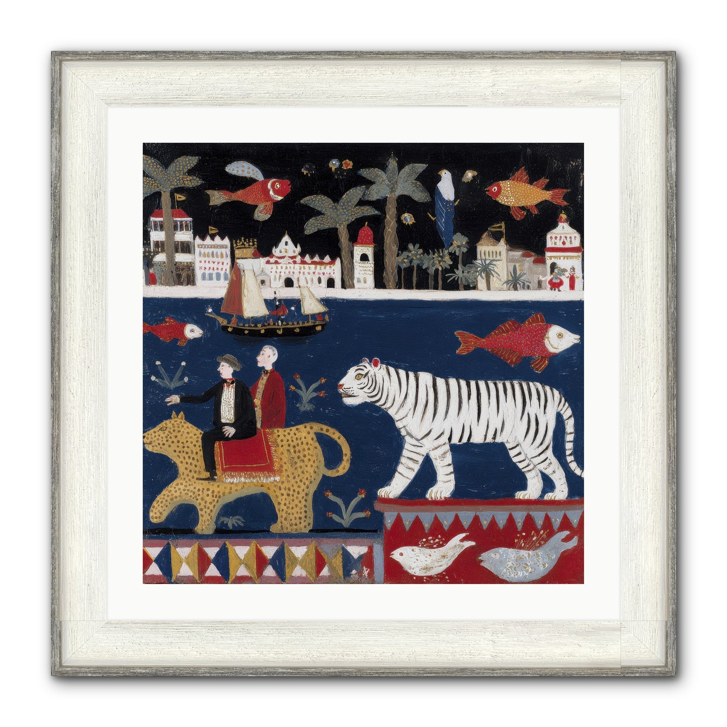 When Dreams Wore Stripes Framed Print - Driftwood White 24x24