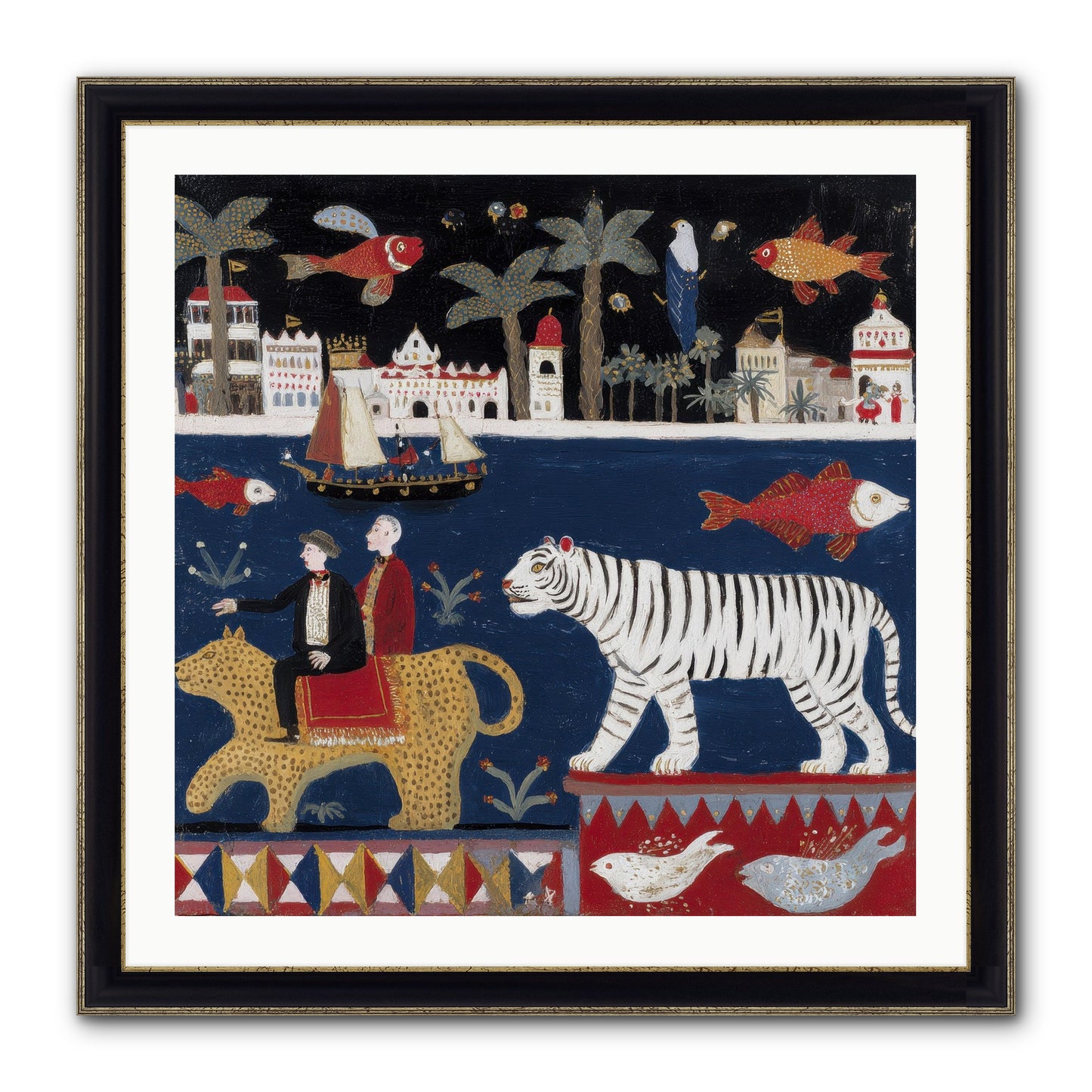 When Dreams Wore Stripes Framed Print - Black & Gold 30x30