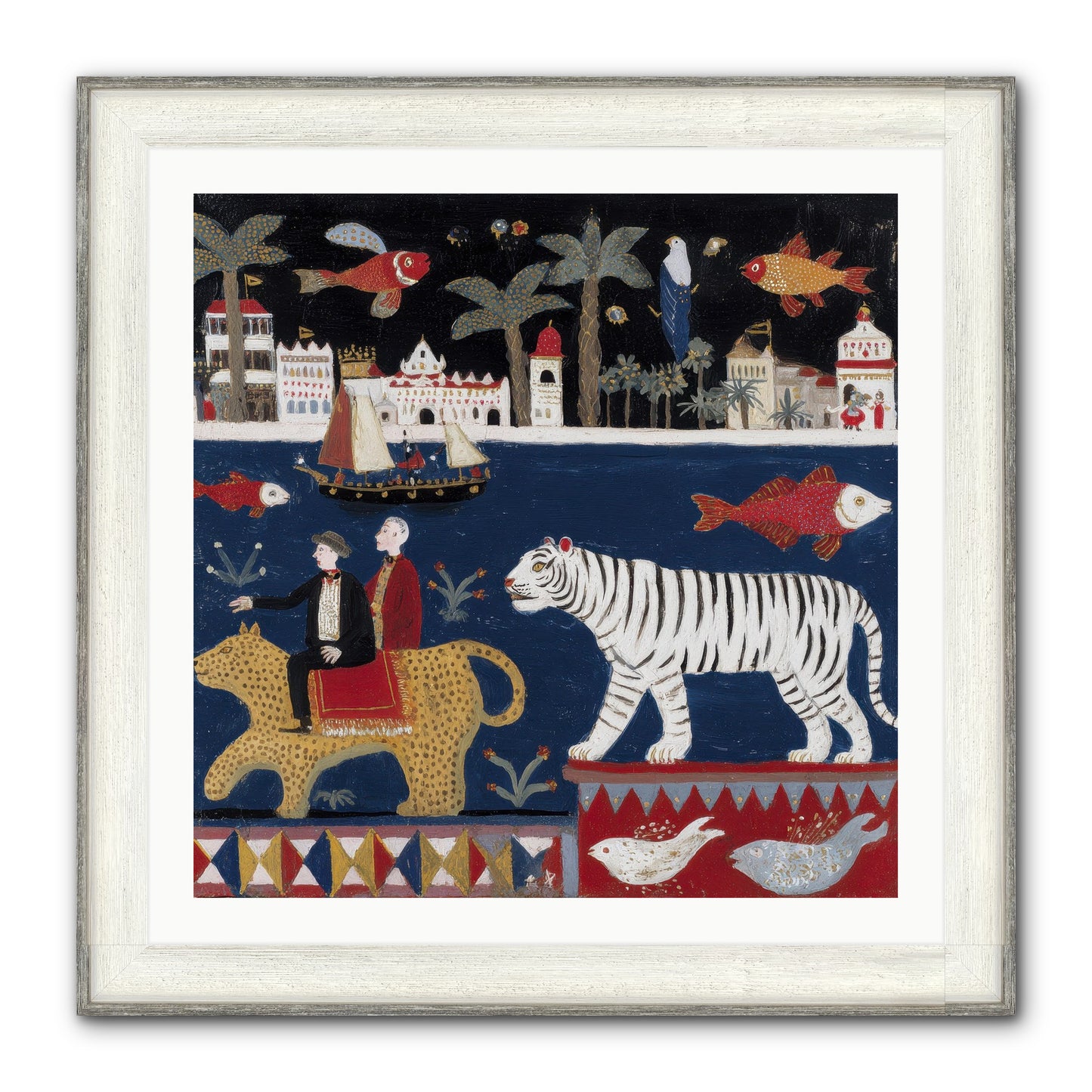 When Dreams Wore Stripes Framed Print - Driftwood White 30x30