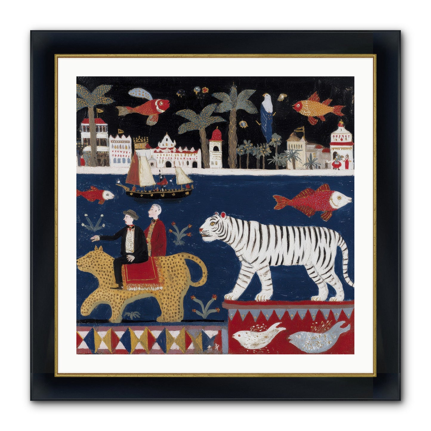 When Dreams Wore Stripes Framed Print - Wide Black w/Gold 30x30