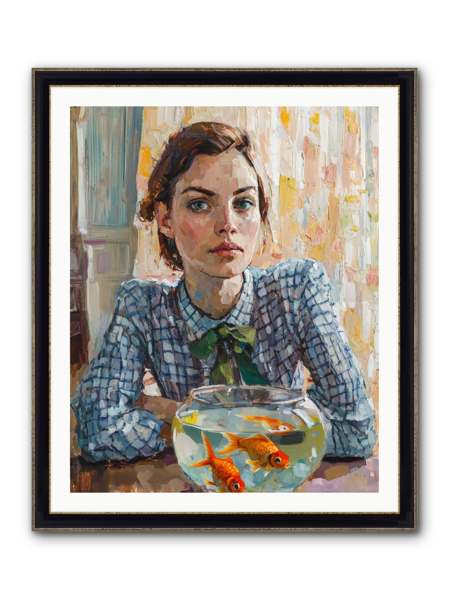 When Fish Wore Gold Framed Print - Black & Gold 32x40
