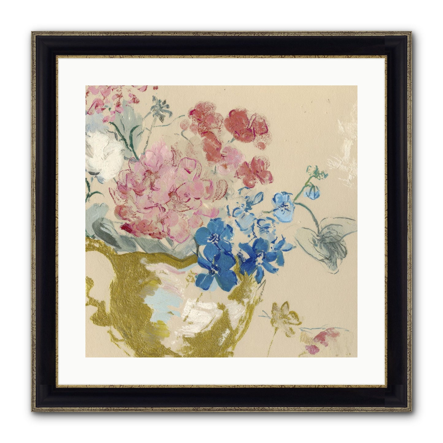 When Flora Told Her Story Framed Print - Black & Gold 20x20