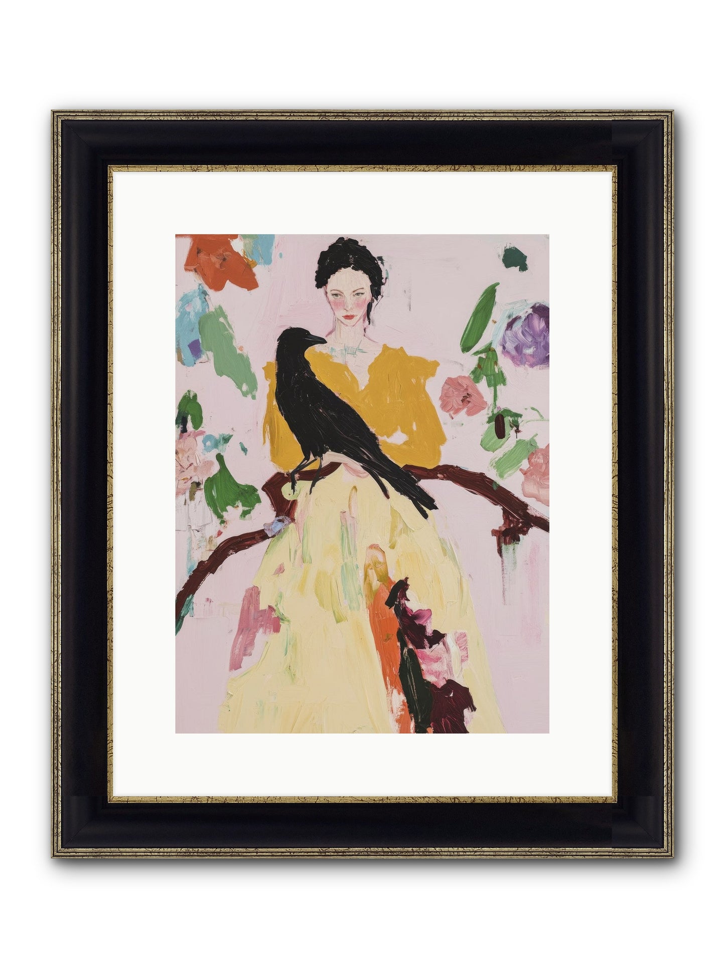 When Flowers Choose To Fly Framed Print - Black & Gold 12x16