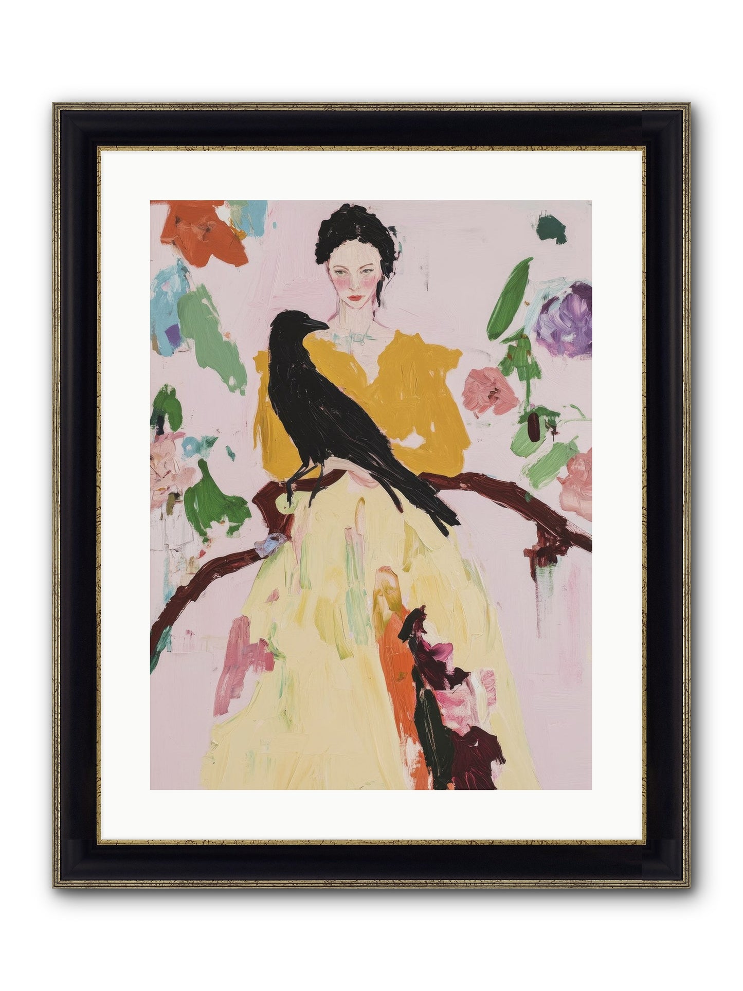 When Flowers Choose To Fly Framed Print - Black & Gold 18x24