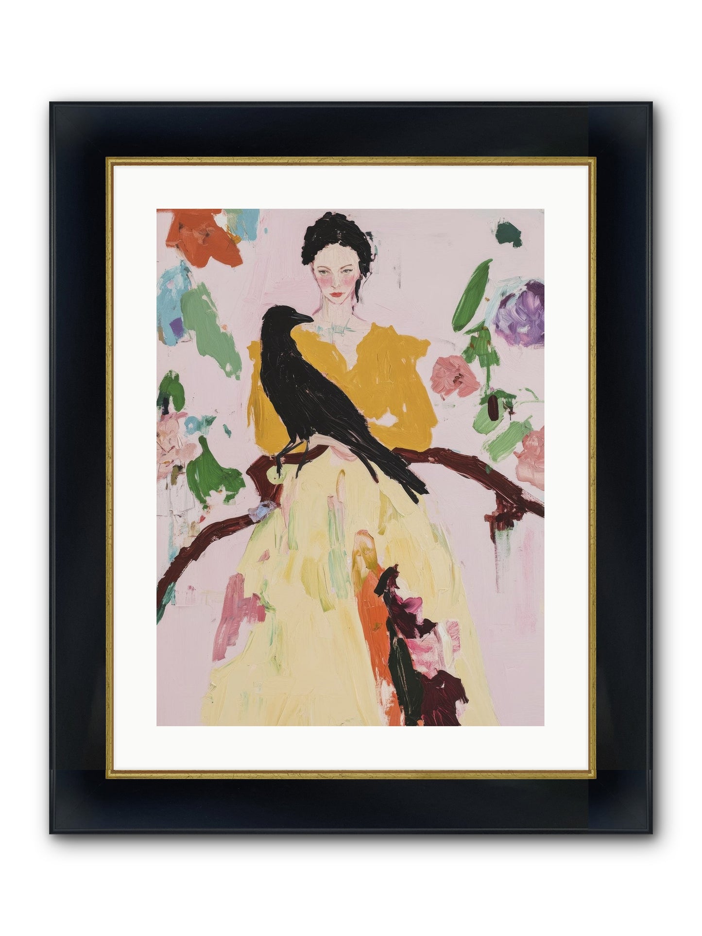 When Flowers Choose To Fly Framed Print - Wide Black w/Gold 18x24