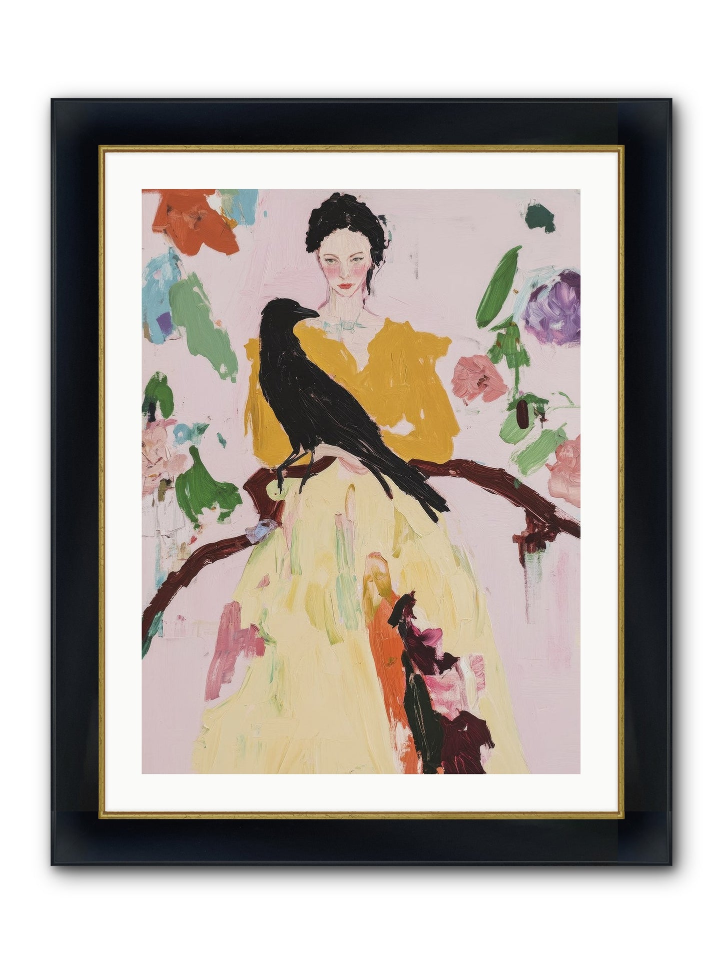When Flowers Choose To Fly Framed Print - Wide Black w/Gold 24x32