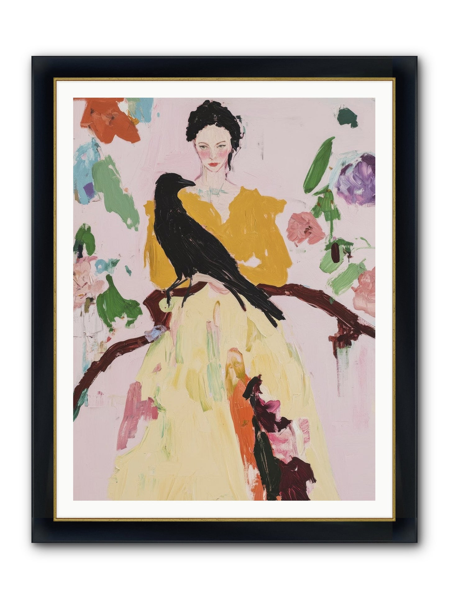 When Flowers Choose To Fly Framed Print - Wide Black w/Gold 36x48