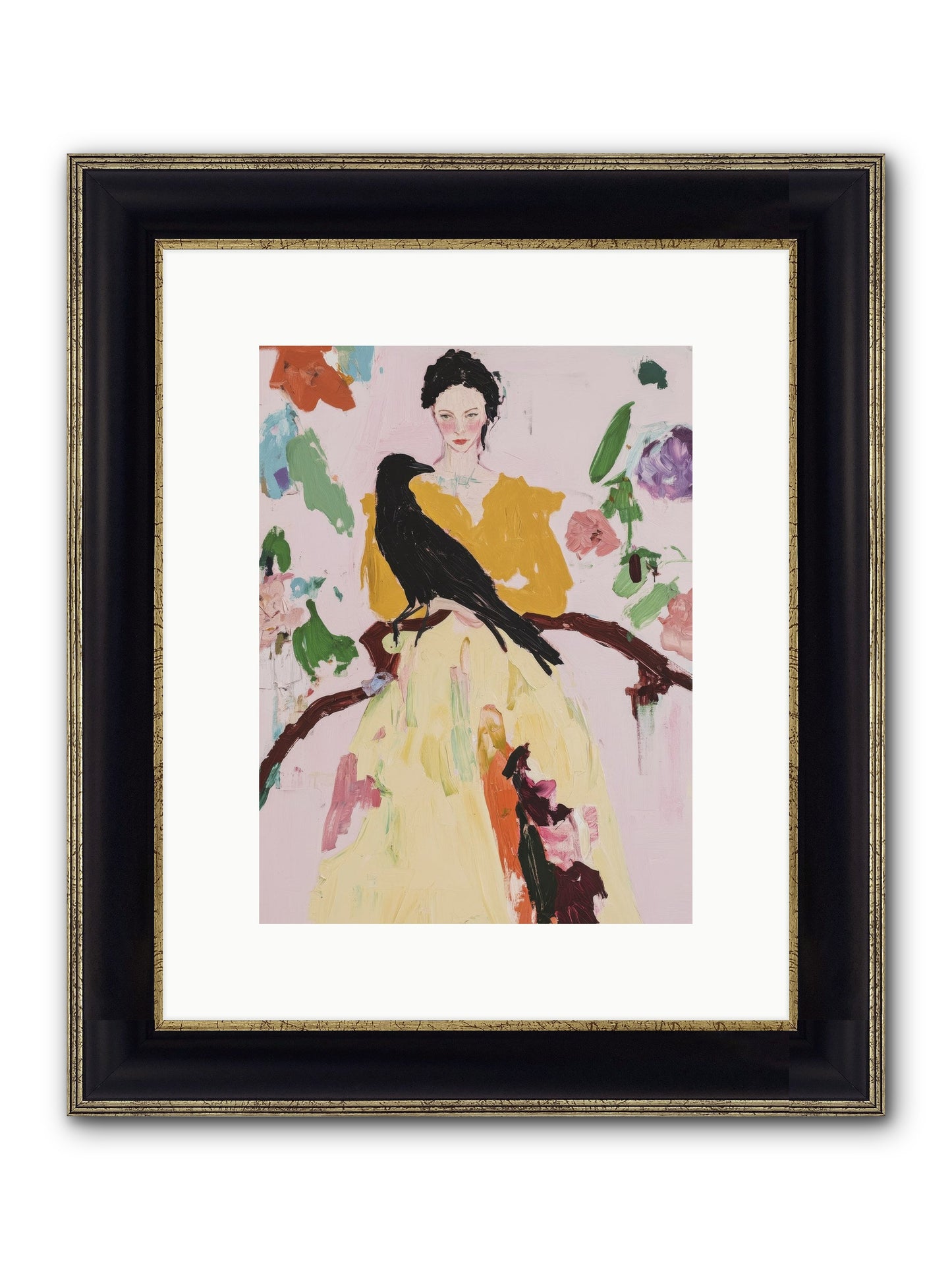 When Flowers Choose To Fly Framed Print - Black & Gold 9x12