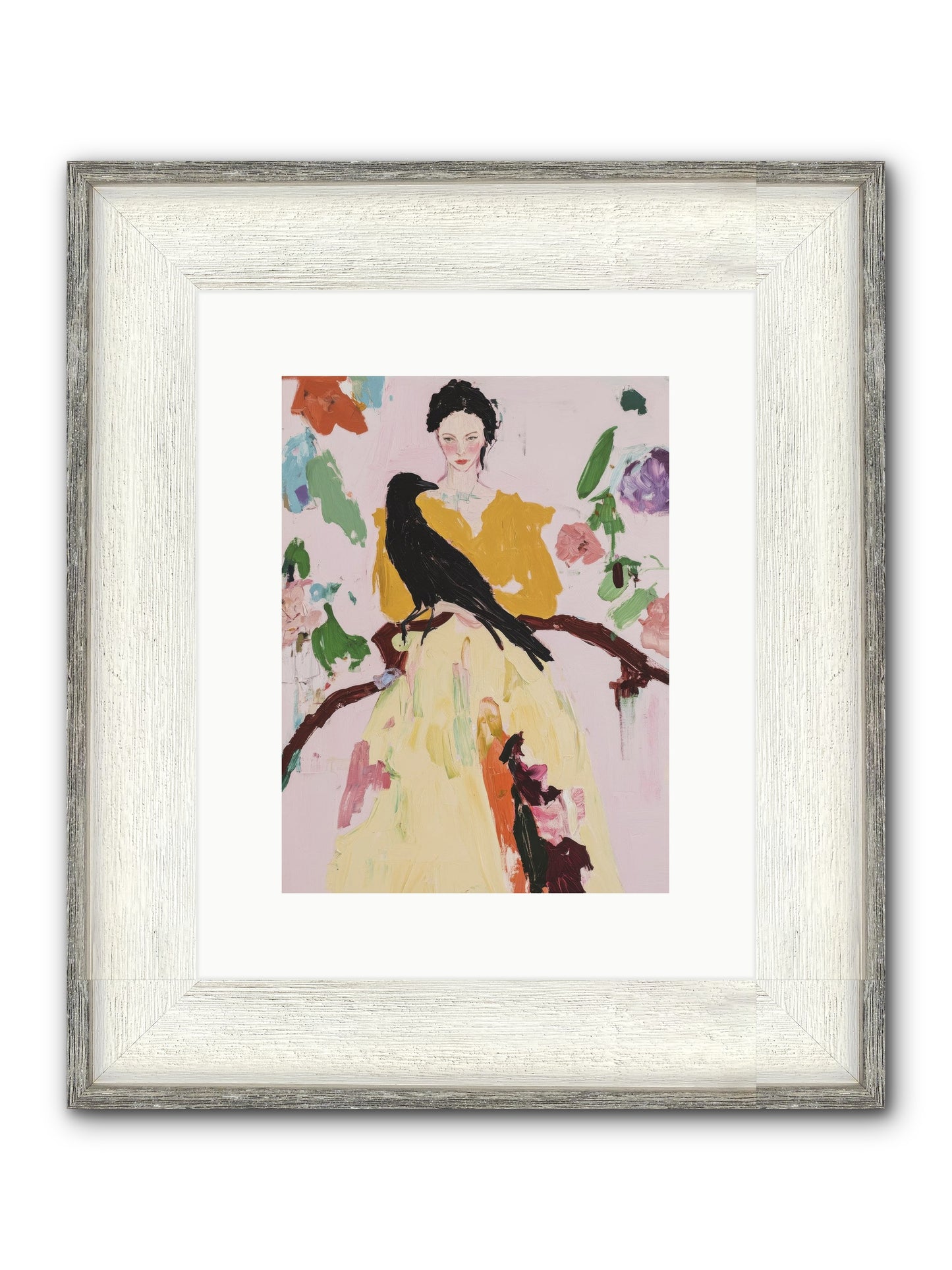 When Flowers Choose To Fly Framed Print - Driftwood White 9x12