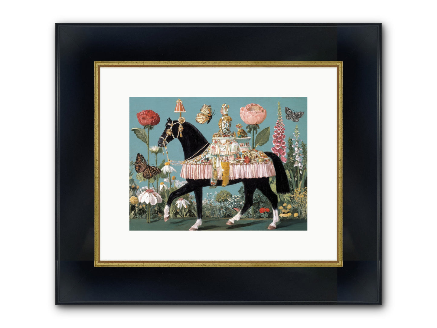 When Hearts Touch Silver Framed Print - Wide Black w/Gold 12x9