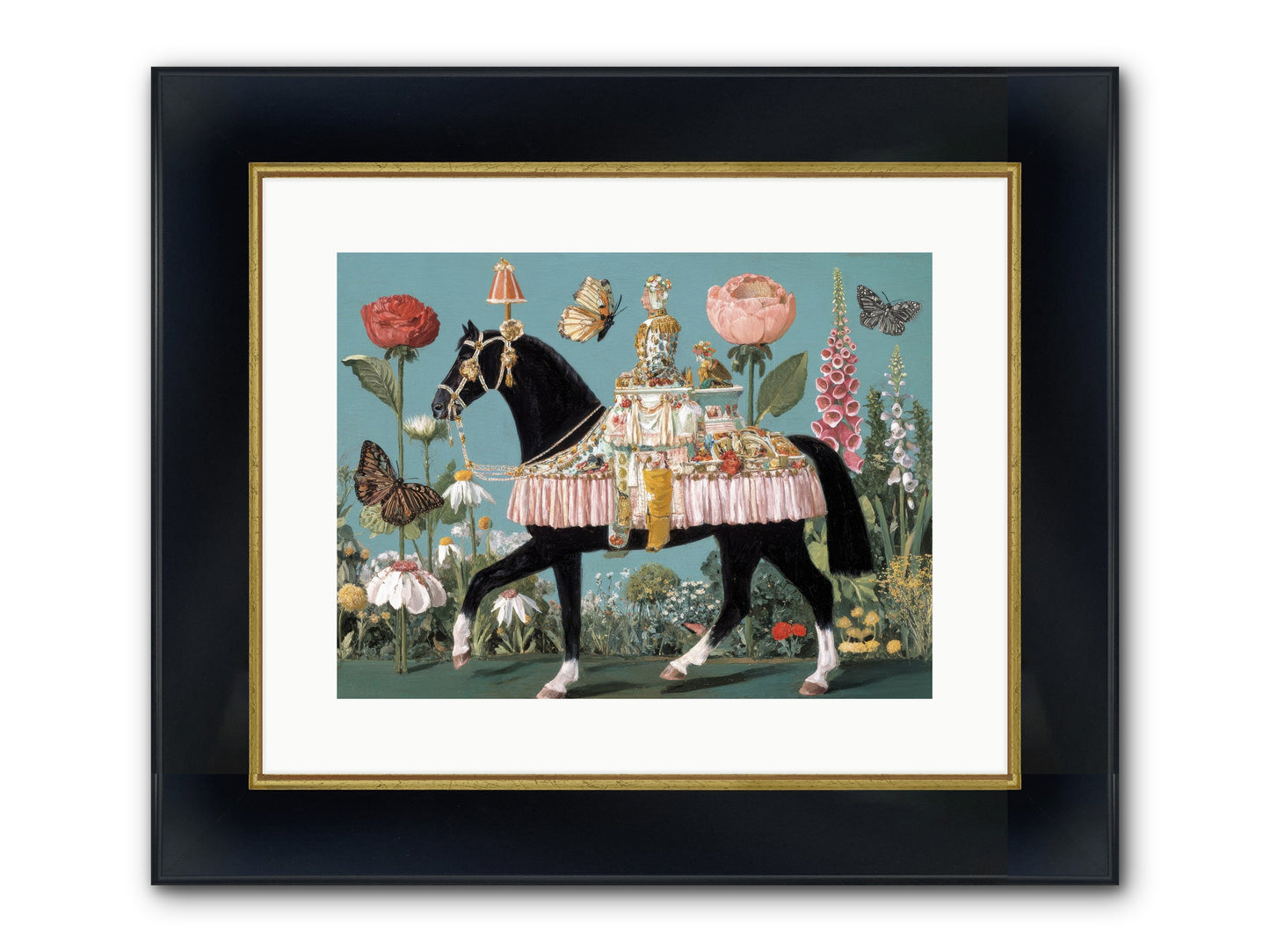 When Hearts Touch Silver Framed Print - Wide Black w/Gold 16x12
