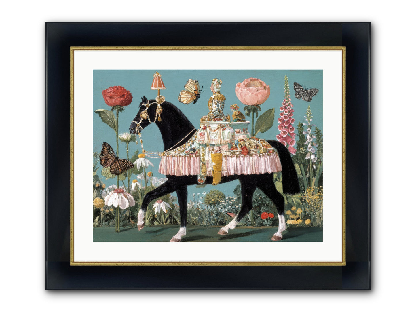 When Hearts Touch Silver Framed Print - Wide Black w/Gold 24x18