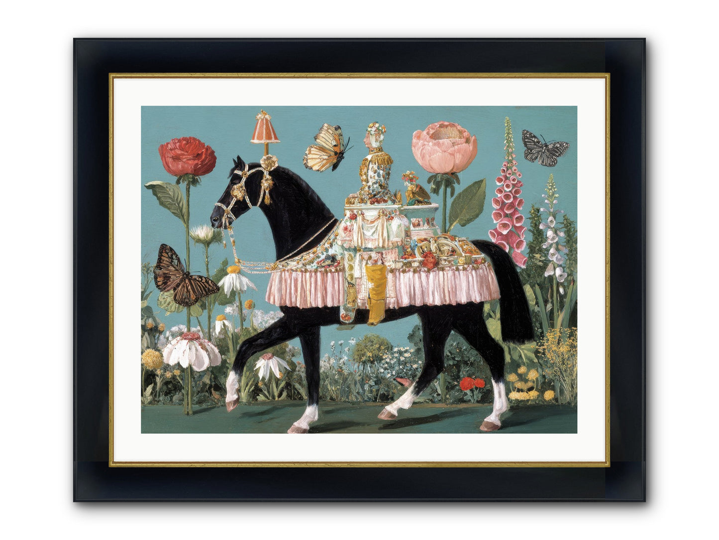 When Hearts Touch Silver Framed Print - Wide Black w/Gold 32x24