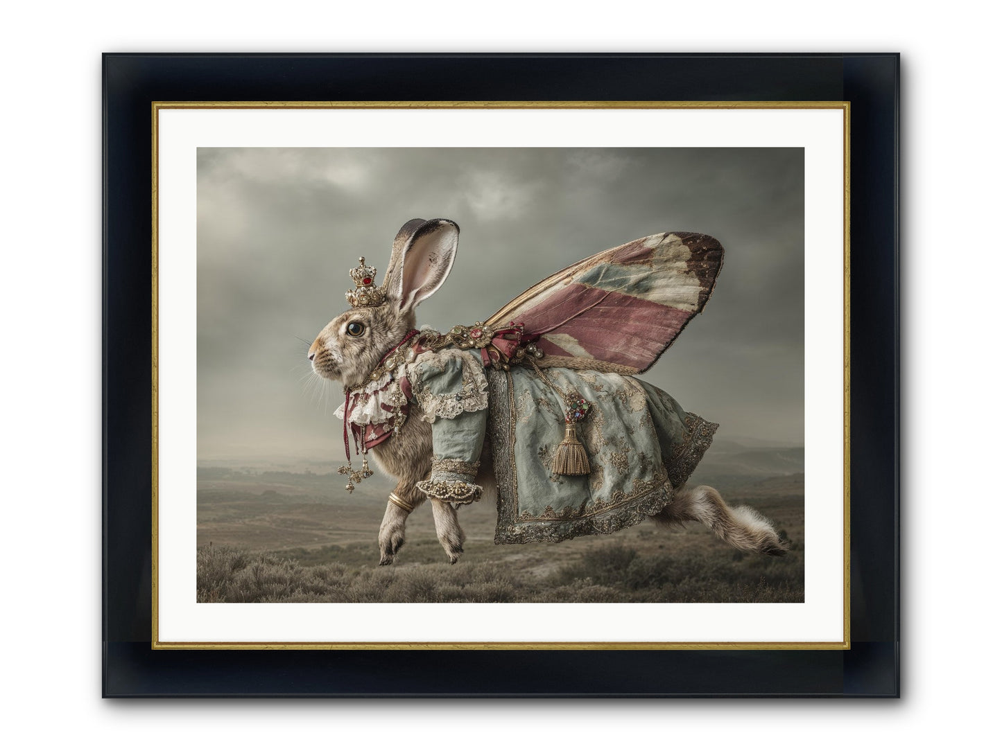 When Petals Fall Upward No.1 Framed Print - Wide Black w/Gold 32x24