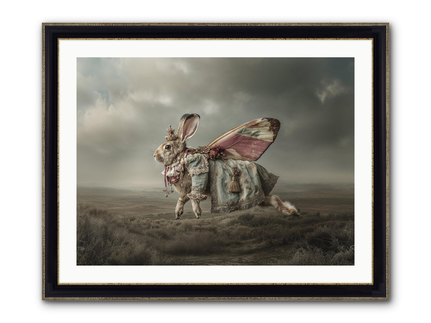 When Petals Fall Upward No.2 Framed Print - Black & Gold 32x24