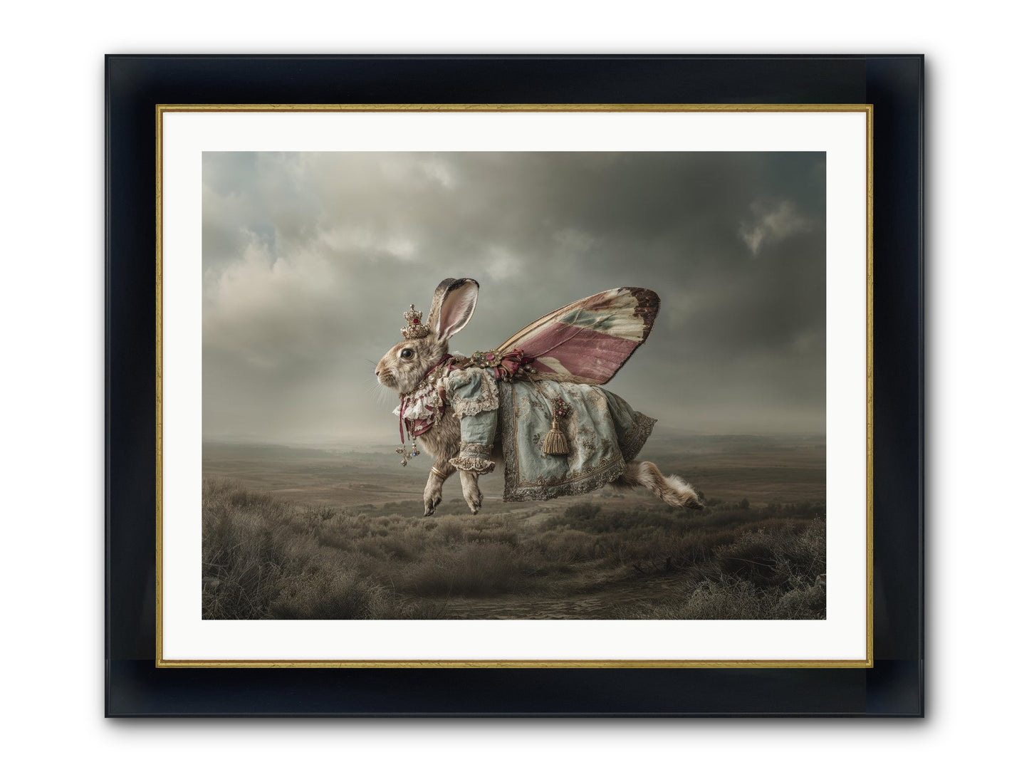 When Petals Fall Upward No.2 Framed Print - Wide Black w/Gold 32x24