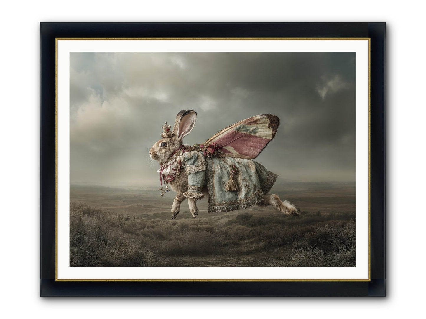 When Petals Fall Upward No.2 Framed Print - Wide Black w/Gold 48x36