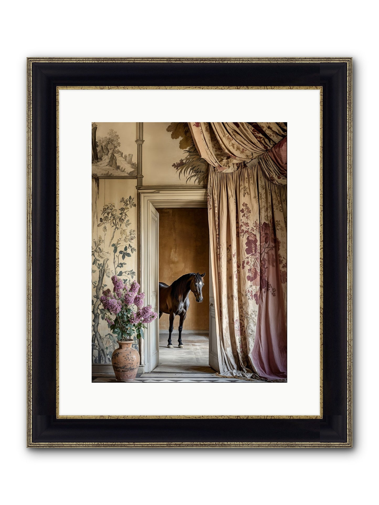 When Shadows Wore Horseshoes Framed Print - Black & Gold 12x16