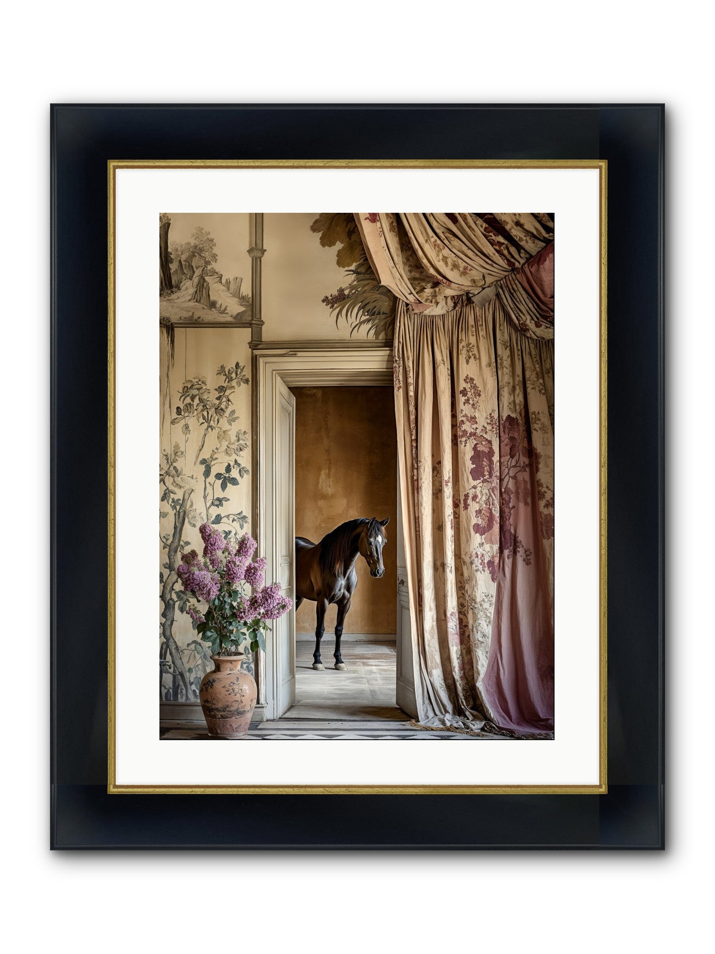 When Shadows Wore Horseshoes Framed Print - Wide Black w/Gold 18x24