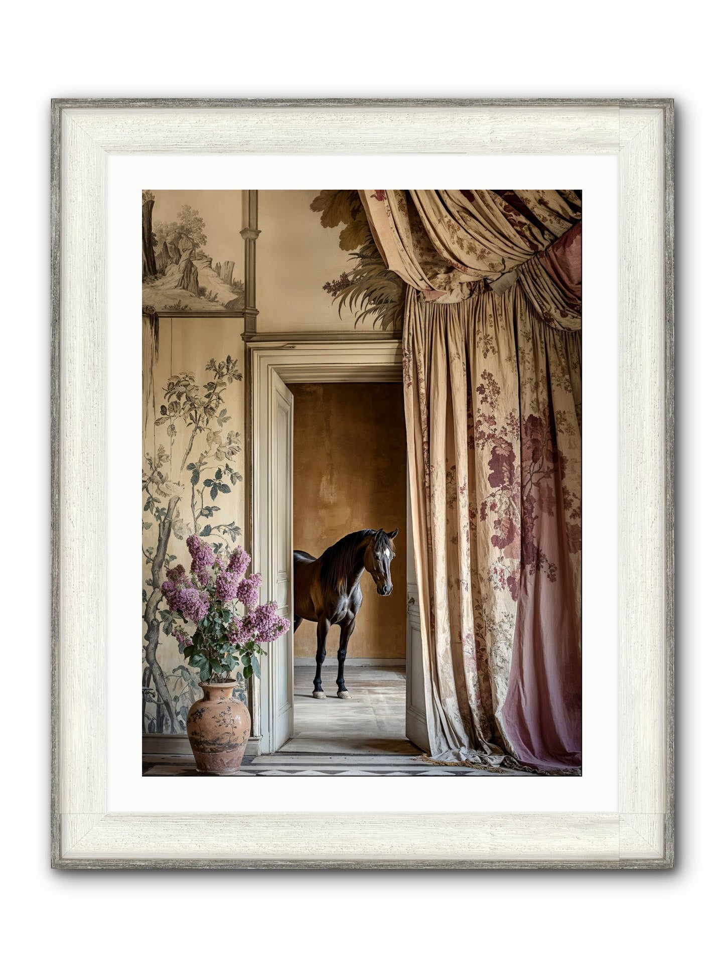 When Shadows Wore Horseshoes Framed Print - Driftwood White 24x32