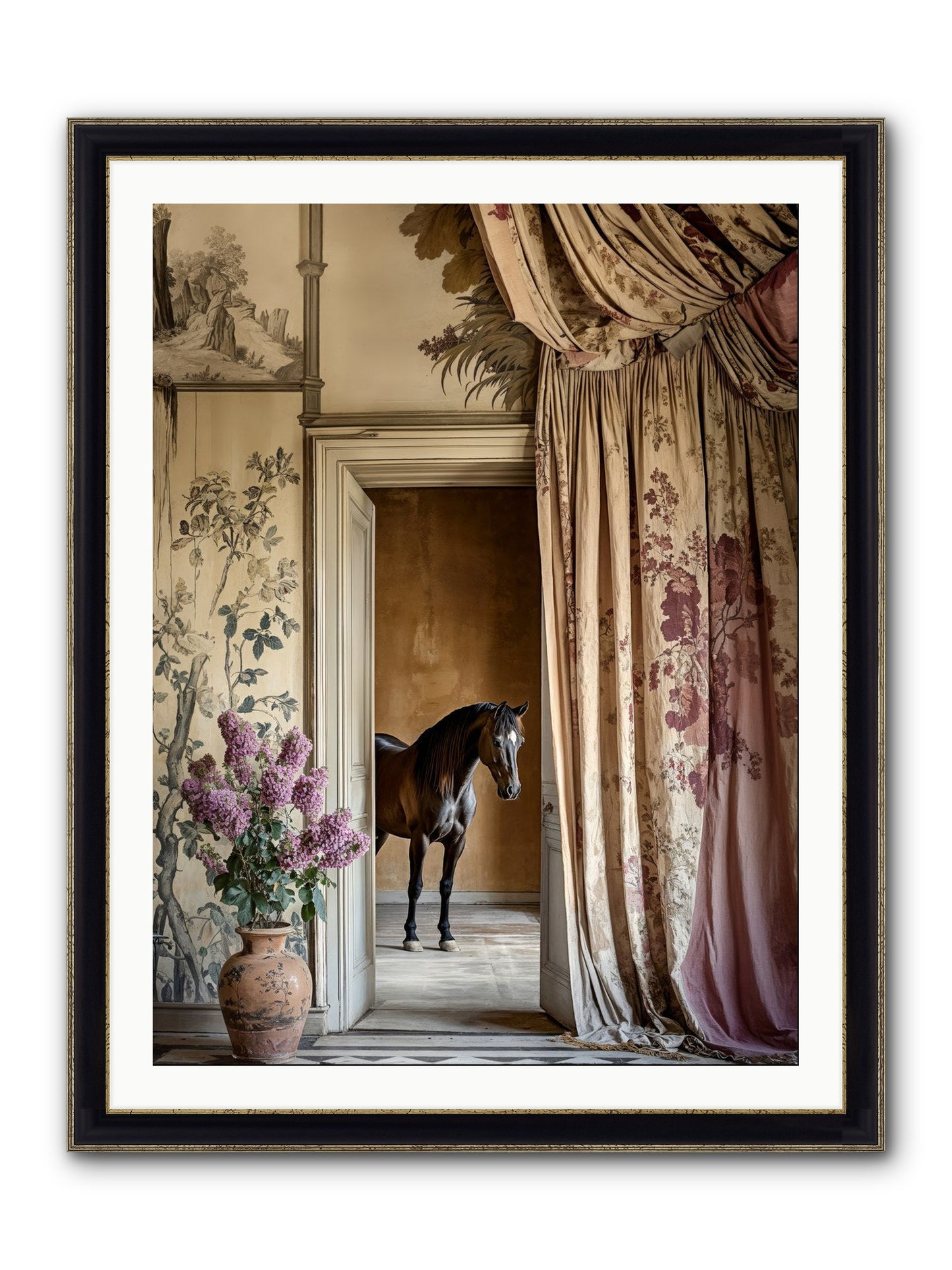 When Shadows Wore Horseshoes Framed Print - Black & Gold 30x40