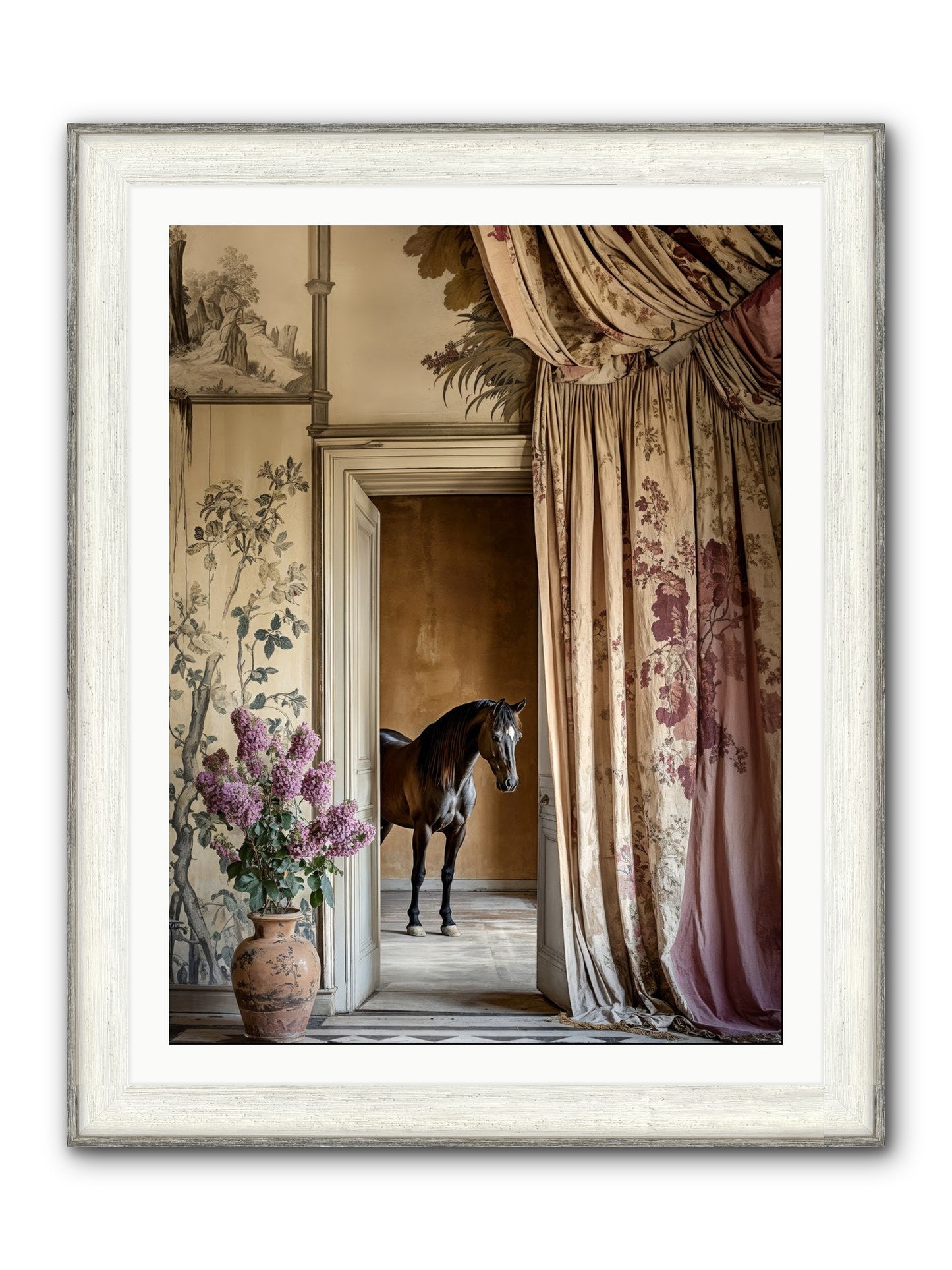 When Shadows Wore Horseshoes Framed Print - Driftwood White 30x40