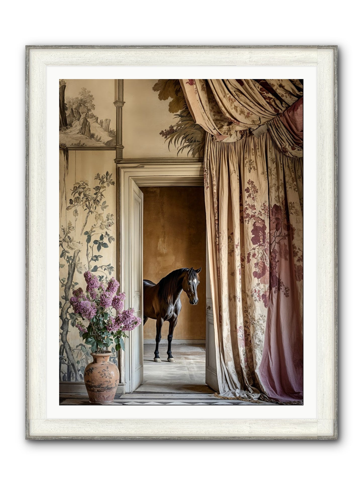 When Shadows Wore Horseshoes Framed Print - Driftwood White 36x48