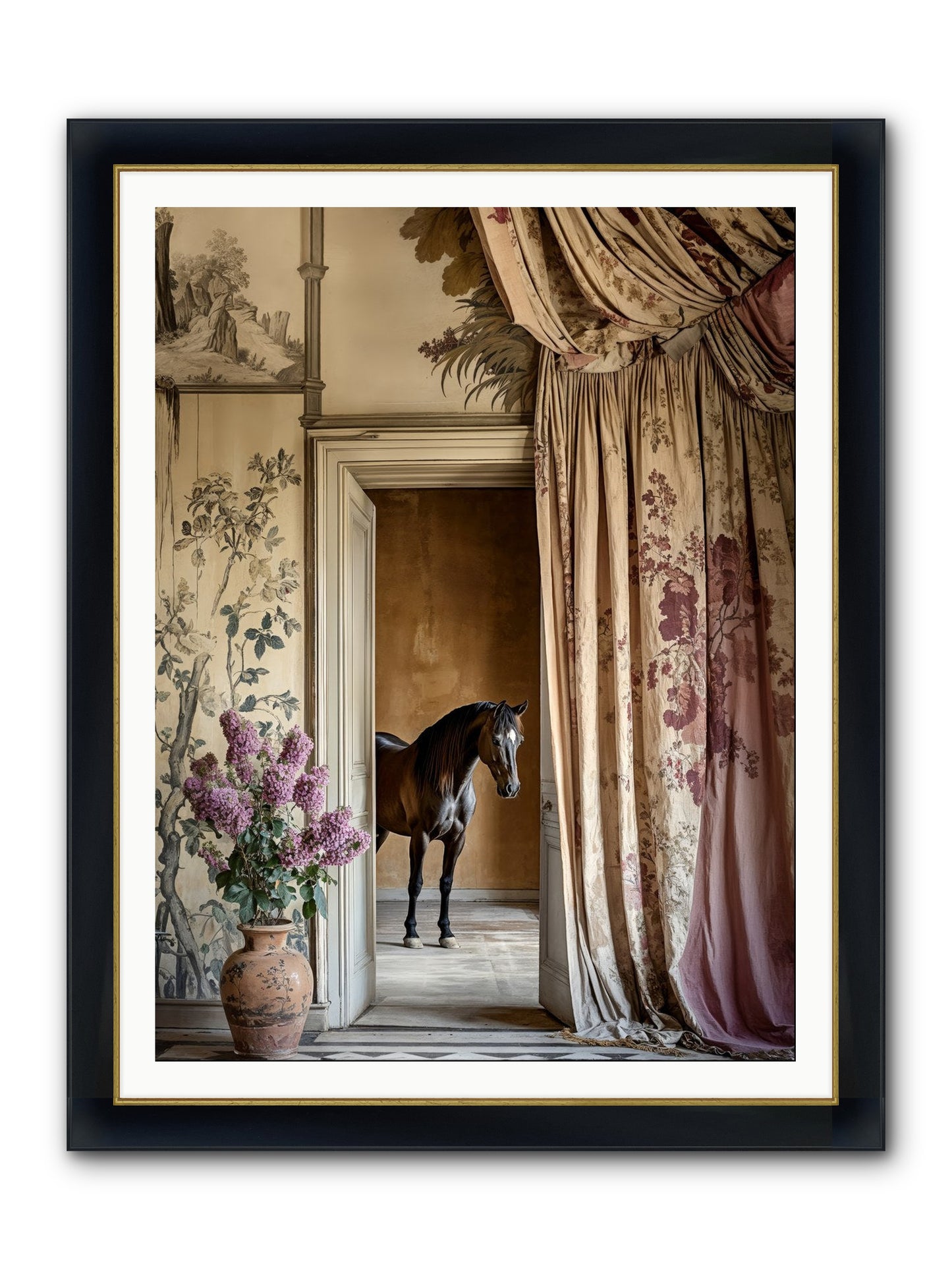 When Shadows Wore Horseshoes Framed Print - Wide Black w/Gold 36x48