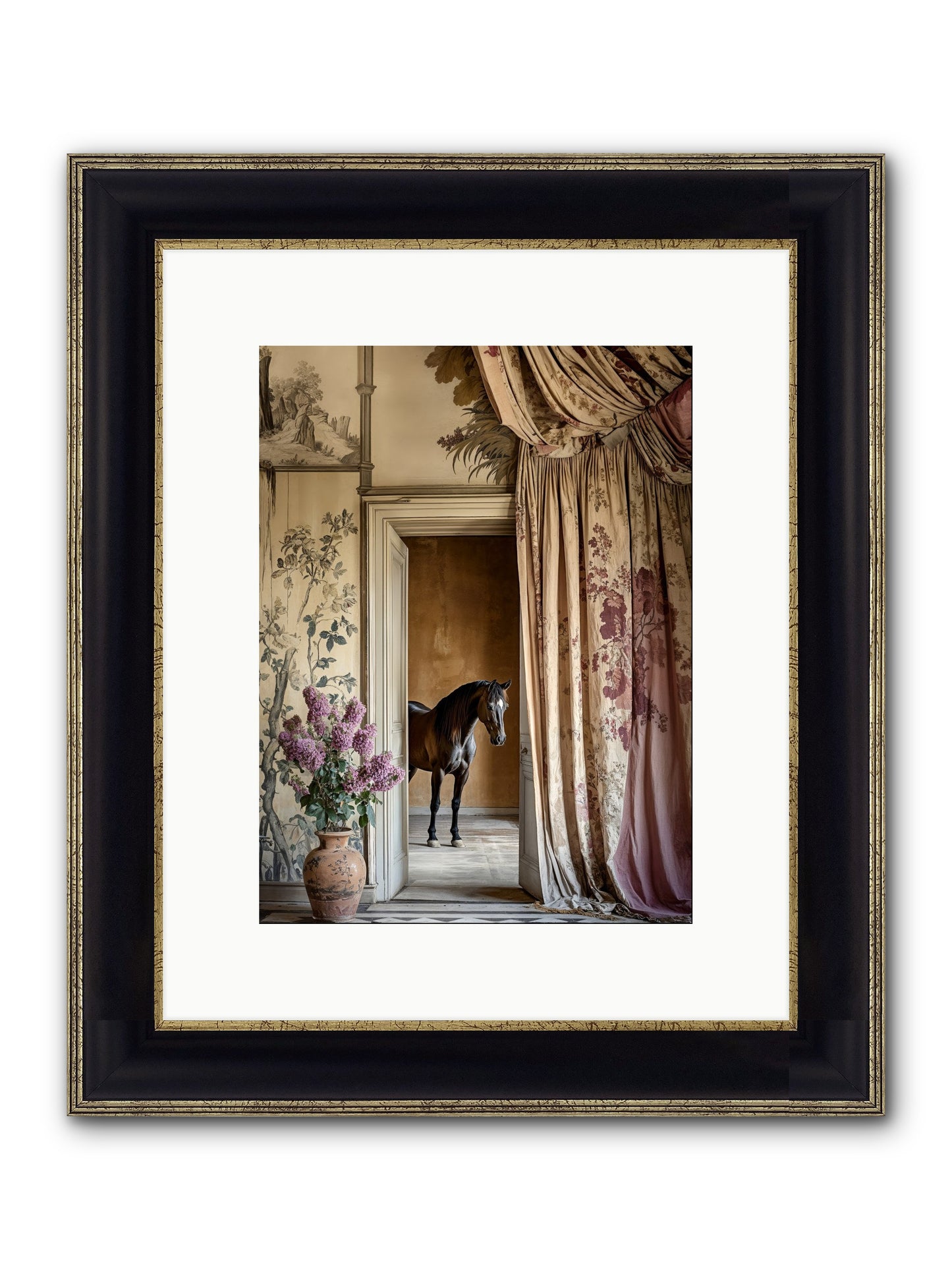 When Shadows Wore Horseshoes Framed Print - Black & Gold 9x12