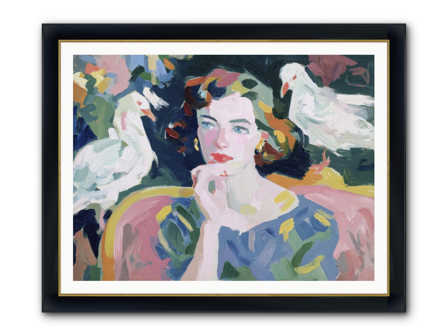 When Silence Had Wings Framed Print - Wide Black w/Gold 48x36