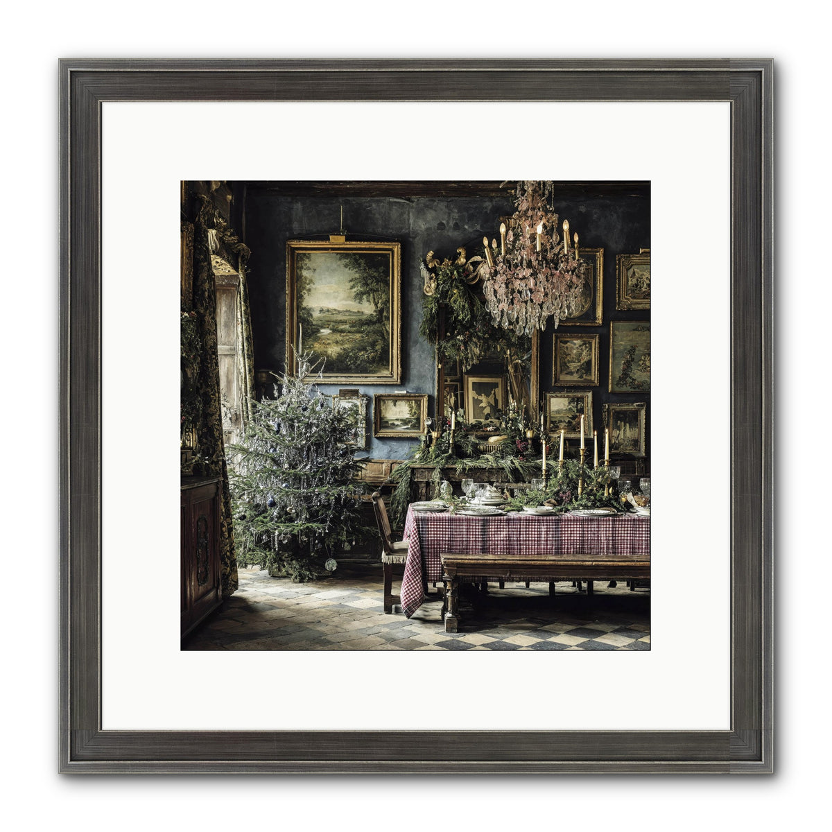 When Silver Light Meets Snowfall Framed Print - Slimwoods Black/Silver 12x12