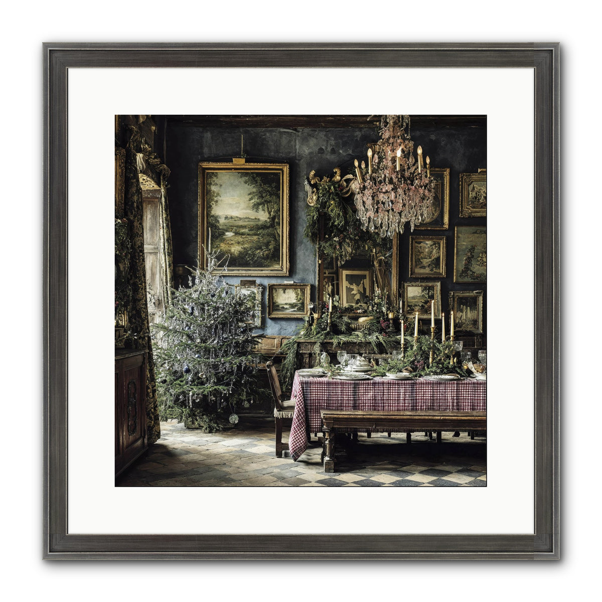 When Silver Light Meets Snowfall Framed Print - Slimwoods Black/Silver 16x16